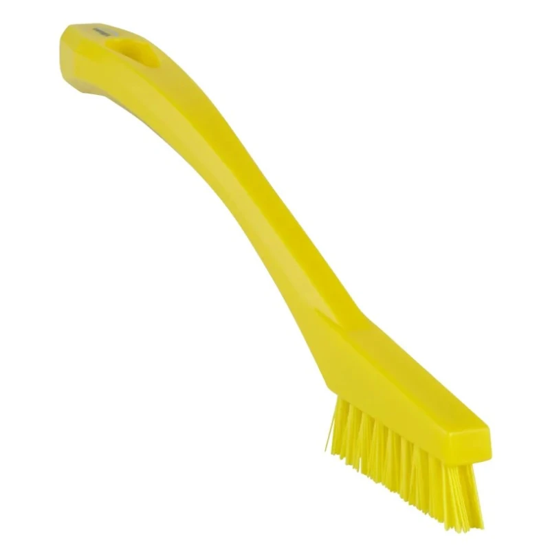 Vikan Yellow Scrubbing Brush with 15 mm Bristle Length, 205 mm Length, 20 mm Width, FDA Compliant 44016