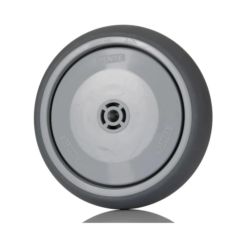 Tente Grey Rubber Trolley Wheel 125mm Diameter 32mm Width 100kg Load Capacity Polypropylene Hub Ball Bearing 026717