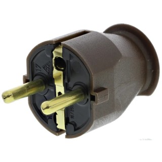 Kopp 16A 250V France Germany Mains Plug Brown Polyvinyl Chloride Cable Termination Screw Model 1757.0600.4