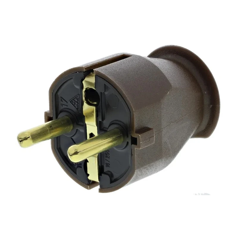 Kopp 16A 250V France Germany Mains Plug Brown Polyvinyl Chloride Cable Termination Screw Model 1757.0600.4