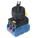 Idec Spring Return Selector Switch DPDT 3 Positions, 22 mm Cutout Diameter YW1S-31E21