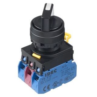 Idec Spring Return Selector Switch DPDT 3 Positions, 22 mm Cutout Diameter YW1S-31E21