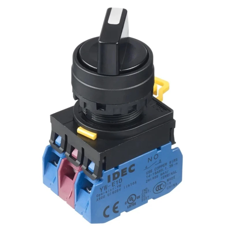 Idec Spring Return Selector Switch DPDT 3 Positions, 22 mm Cutout Diameter YW1S-31E21