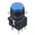 Idec LB Series Push Button Switch, Maintained Operation, 16 mm Cutout, DPDT, IP65, Blue Actuator, 30 V dc 125 V ac LB1B-A1T6S