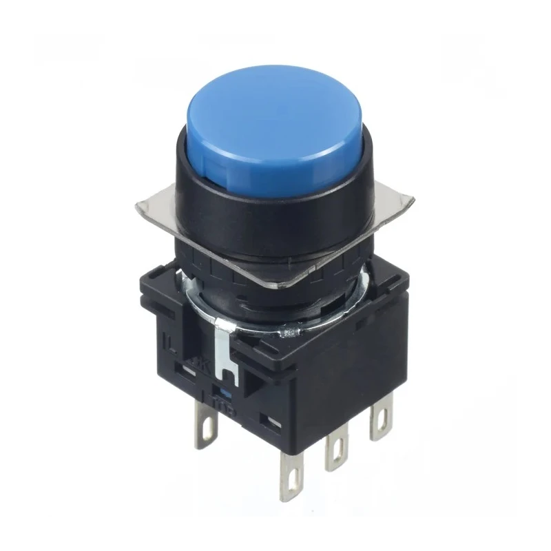 Idec LB Series Push Button Switch, Maintained Operation, 16 mm Cutout, DPDT, IP65, Blue Actuator, 30 V dc 125 V ac LB1B-A1T6S