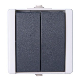 Kopp Grey 1 Way Rocker Light Switch 2 Gang, 10A, 250V, Thermoplastic Body 540556009