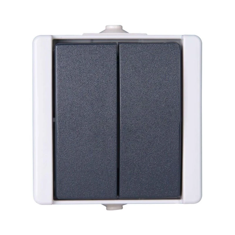 Kopp Grey 1 Way Rocker Light Switch 2 Gang, 10A, 250V, Thermoplastic Body 540556009
