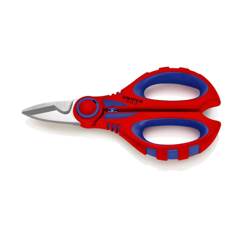 Knipex 160mm Stainless Steel Electricians Scissor Bi-Material Handle Blue, Red 95 05 10 SB
