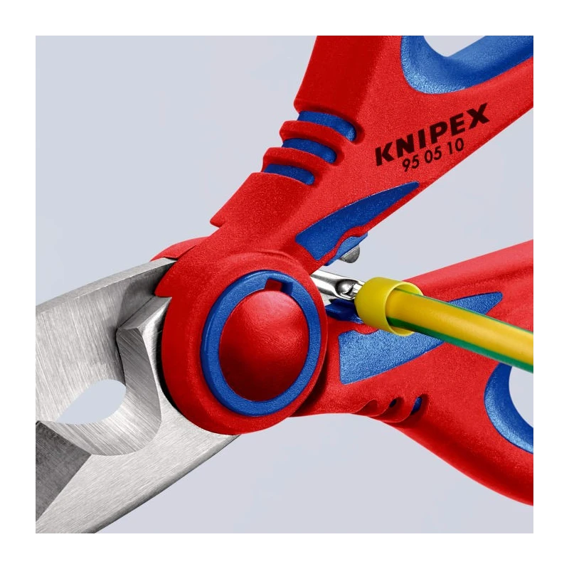 Knipex 160mm Stainless Steel Electricians Scissor Bi-Material Handle Blue, Red 95 05 10 SB