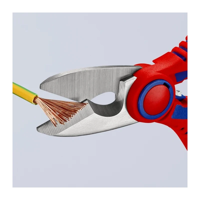 Knipex 160mm Stainless Steel Electricians Scissor Bi-Material Handle Blue, Red 95 05 10 SB