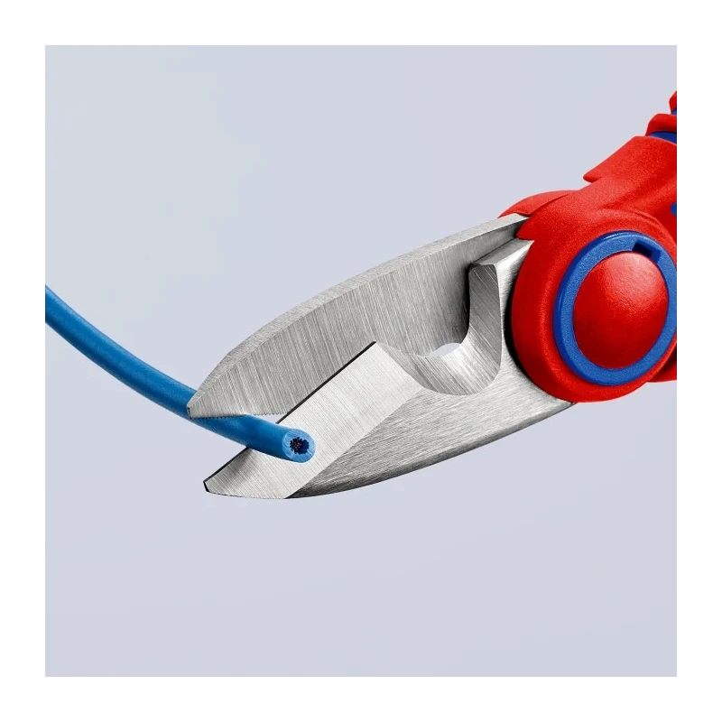 Knipex 160mm Stainless Steel Electricians Scissor Bi-Material Handle Blue, Red 95 05 10 SB
