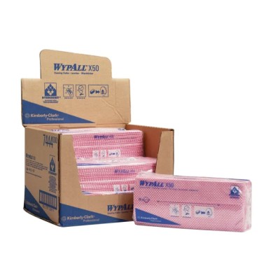 WYPALL WypAll® X50 7444 Red Cloths for General Cleaning, Dry Use, 418 x 247 mm, Repeat Use, Box of 25 7444