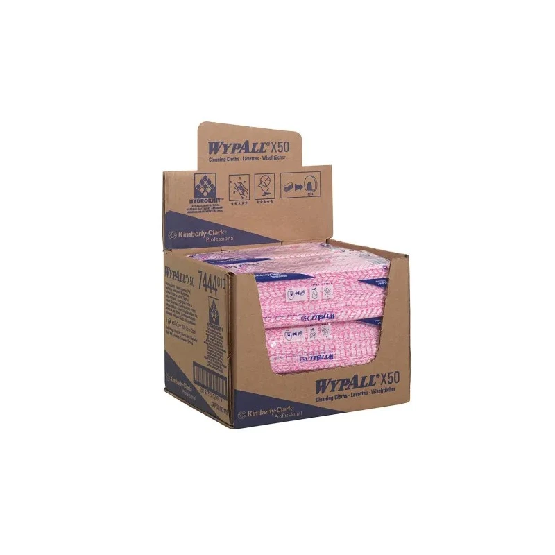 WYPALL WypAll® X50 7444 Red Cloths for General Cleaning, Dry Use, 418 x 247 mm, Repeat Use, Box of 25 7444