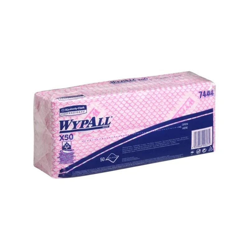 WYPALL WypAll® X50 7444 Red Cloths for General Cleaning, Dry Use, 418 x 247 mm, Repeat Use, Box of 25 7444
