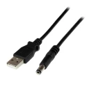 StarTech.com USB 2.0 Male USB 2.0 Type A to Male Barrel Power Cable Black PVC Jacket 1 m USB2TYPEN1M