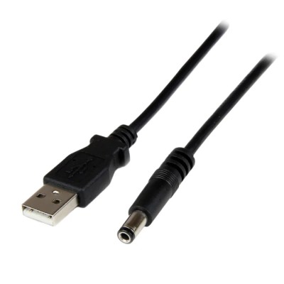 StarTech.com USB 2.0 Male USB 2.0 Type A to Male Barrel Power Cable Black PVC Jacket 1 m USB2TYPEN1M