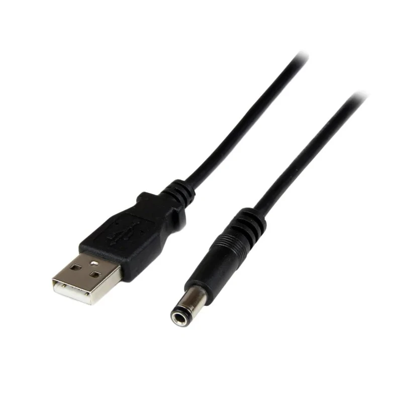 StarTech.com USB 2.0 Male USB 2.0 Type A to Male Barrel Power Cable Black PVC Jacket 1 m USB2TYPEN1M