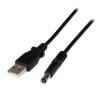 StarTech.com USB 2.0 Male USB 2.0 Type A to Male Barrel Power Cable Black PVC Jacket 1 m USB2TYPEN1M