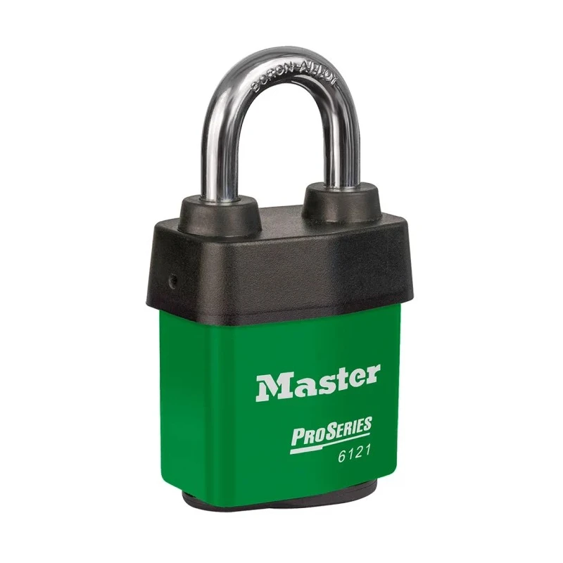 Master Lock Key Stainless Steel Weatherproof Padlock 8 mm Shackle, 54mm Body 6121GRN