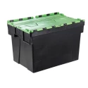 RS PRO 65L Green Polypropylene Attached Lid Container 600 mm x 400 mm x 365 mm 178-3354