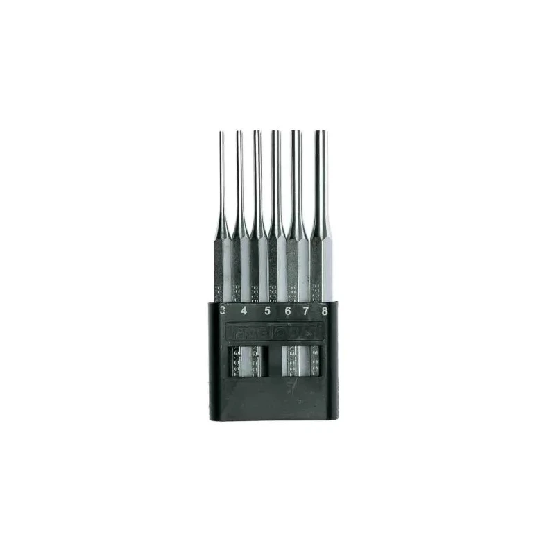 Teng Tools 6-Piece Punch Set Parallel Pin Punch 8mm Shank 150mm Overall PPS06
