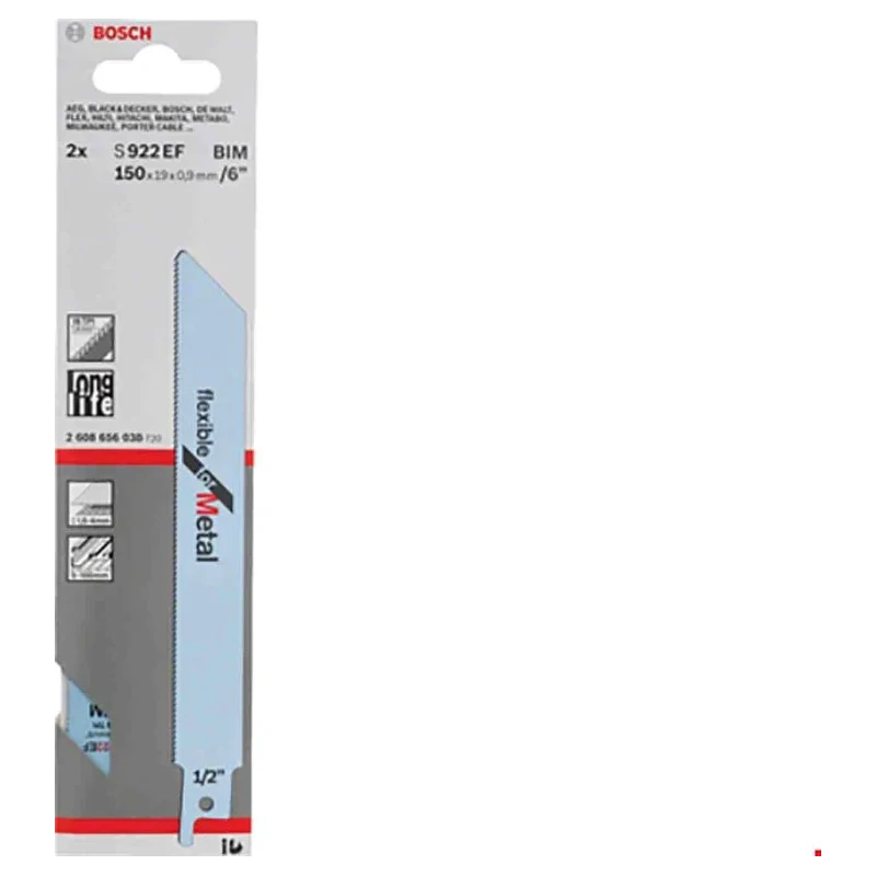 Bosch Reciprocating Saw Blade 5-Piece 150 mm Bi-Metal 18 Teeth Per Inch 2608656015