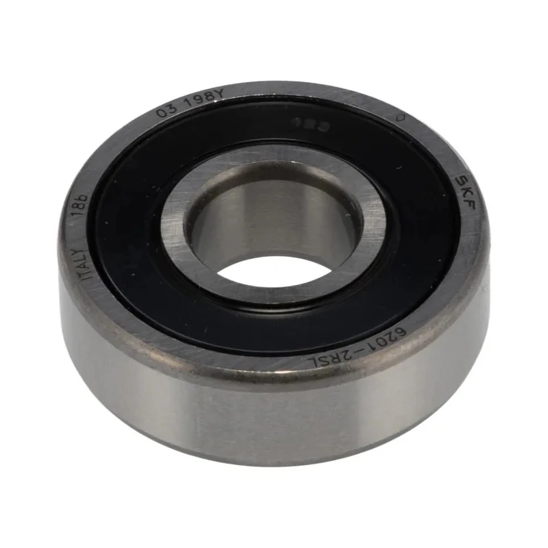 SKF Single Row Deep Groove Ball Bearing 12 mm ID, 32 mm OD, 10 mm Width, Sheet Metal Cage, Sealed 6201-2RSL
