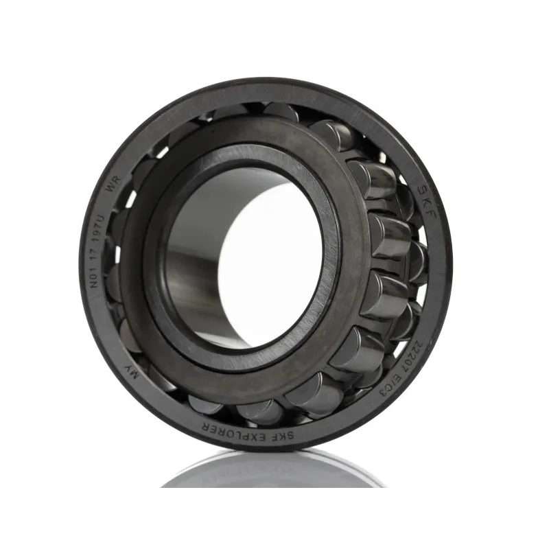 SKF Parallel Roller Bearing 25 mm ID, 52 mm OD, Race Width 18 mm, Steel Rollers, Sheet Metal Cage, Double Row 22205 E/C3