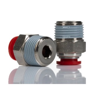 Norgren Pneufit C Series Pneumatic Fitting Nickel Plated Brass, 11 mm BSP, Threaded-to-Tube, 10 bar Operating C01250838