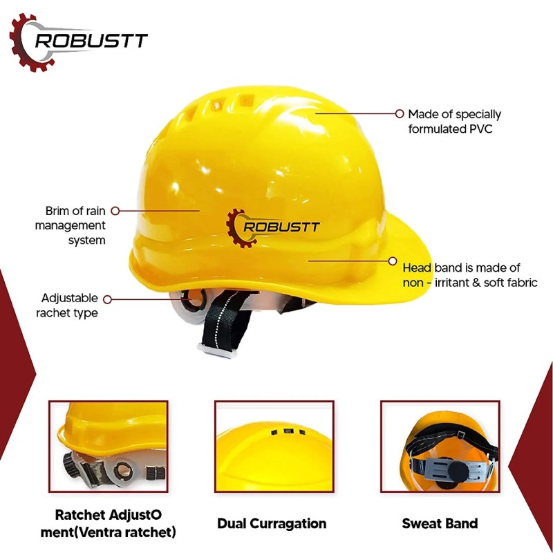 Buy Robustt X Shree JEE Safety Helmet Ratchet Yellow Pack Of 50