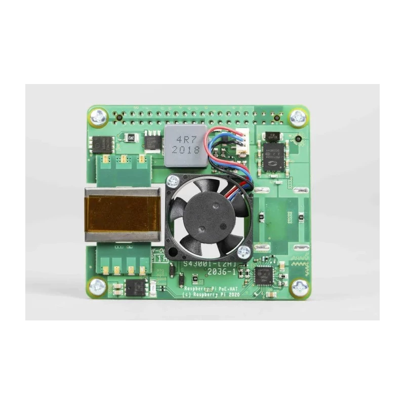 Raspberry Pi PoE + Board 37-57V DC Input 5V DC/3.0A Output with 25mm Brushless Cooling Fan SC0468