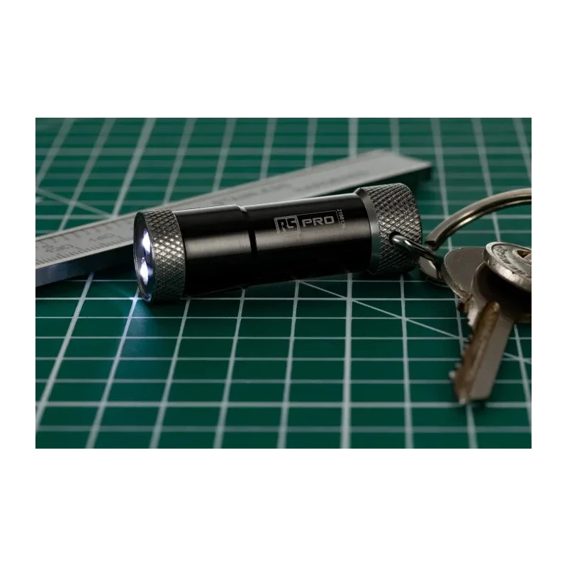 RS PRO LED Keyring Torch Black 10 lm, 53 mm 219-8136