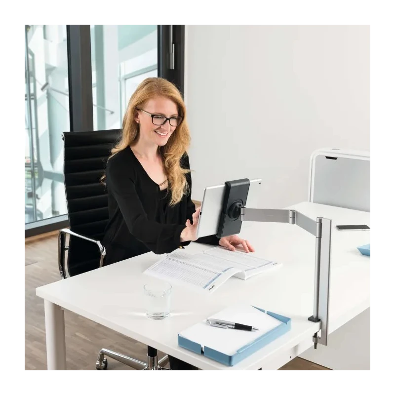 Durable Aluminium Tablet Stand Clamp for Tablets 7" to 13", Tilt Adjustable, Anti-Theft, Germany 893123
