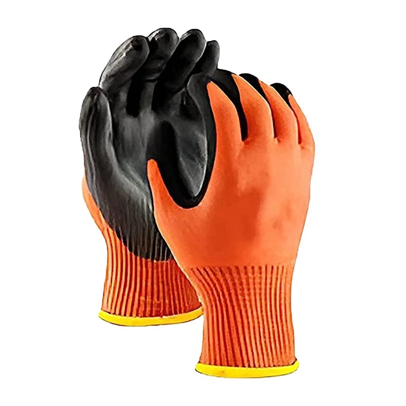 Buy Robustt Orange on Black Front Coated Safety Gloves Pack of 24