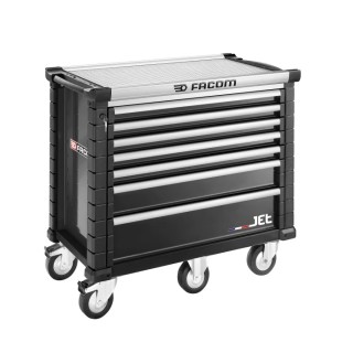 Facom 7 Drawer Wheeled Roller Cabinet, Tool Chest with Centralized Key Lock and 6 High Performance 160 mm Wheels JET.7NM5APF