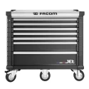 Facom 7 Drawer Wheeled Roller Cabinet, Tool Chest with Centralized Key Lock and 6 High Performance 160 mm Wheels JET.7NM5APF