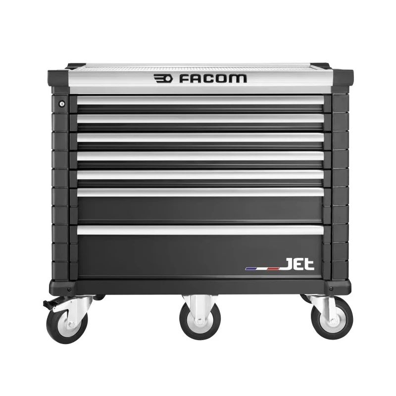 Facom 7 Drawer Wheeled Roller Cabinet, Tool Chest with Centralized Key Lock and 6 High Performance 160 mm Wheels JET.7NM5APF