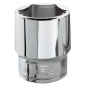 Facom 3/8 in Drive 23 mm 6 Point Square Socket, Bright Chrome Finish, 33mm Overall Length J.23H