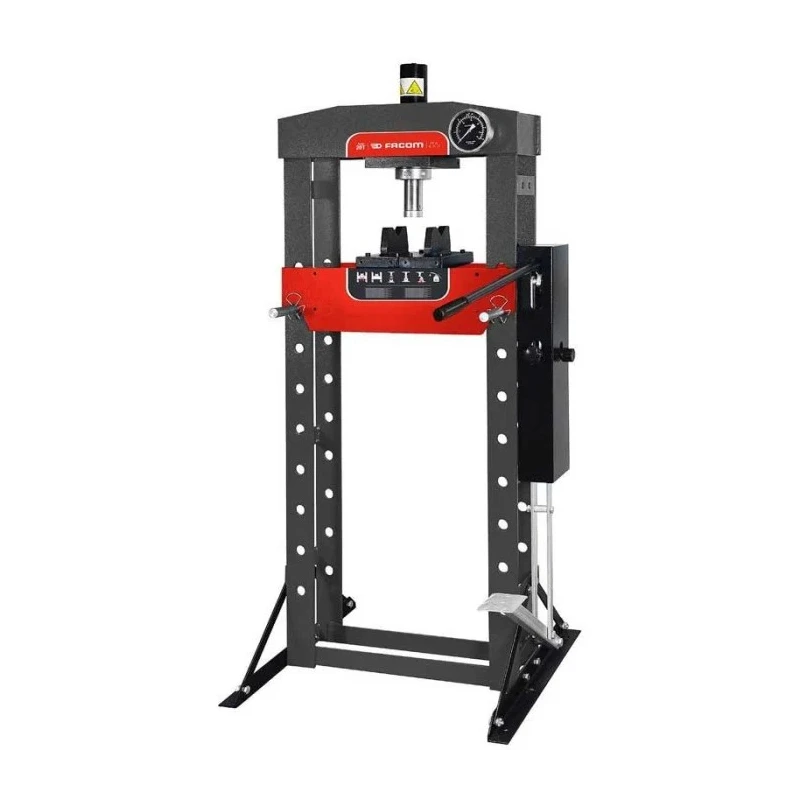 Facom 20 Tonnes Hydraulic Machine Press with Double Pump, Foot and Hand Control, Eye-Level Pressure Gauge W.420PF