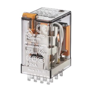 Finder Power Relay, 24V DC Coil Voltage, 7A Switching Current, 4PDT Contact Configuration, Silver Alloy 55.34.9.024.0094