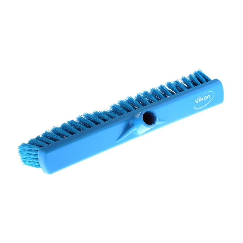 Vikan Broom Push Broom, Blue With Polyethylene Terephthalate Bristles for Dry and Wet Areas 31793