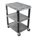 RS PRO 3 Shelf Polyethylene Castor Trolley 150 kg Load Capacity, 670 mm Length, 460 mm Width, Rubber Wheel Castors 444-2391