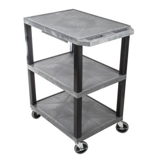 RS PRO 3 Shelf Polyethylene Castor Trolley 150 kg Load Capacity, 670 mm Length, 460 mm Width, Rubber Wheel Castors 444-2391