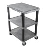 RS PRO 3 Shelf Polyethylene Castor Trolley 150 kg Load Capacity, 670 mm Length, 460 mm Width, Rubber Wheel Castors 444-2391