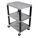RS PRO 3 Shelf Polyethylene Castor Trolley 150 kg Load Capacity, 670 mm Length, 460 mm Width, Rubber Wheel Castors 444-2391