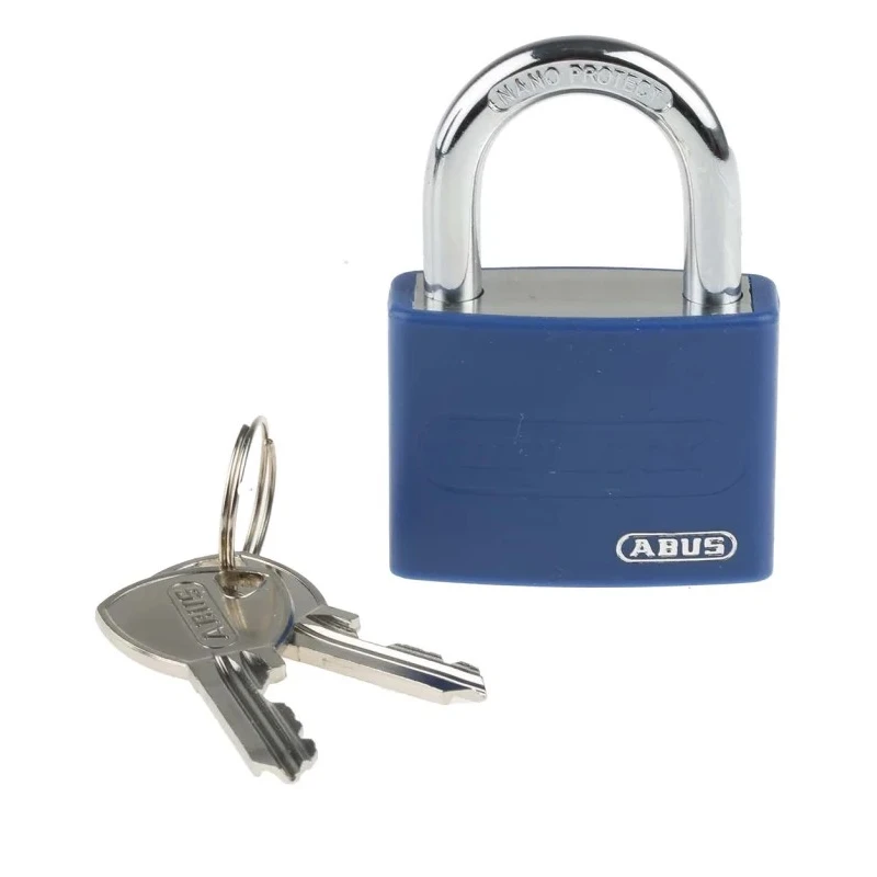 ABUS Aluminium Steel Safety Padlock Weatherproof 6.5 mm Shackle Diameter 43mm Body Keyed Padlock 50867- T65AL/40 Blue