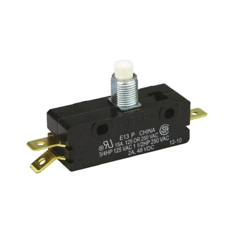 ZF Button Micro Switch with Tab Terminal, 15A Contact Current, 250 V AC, SPDT E13-00J