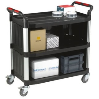 RS PRO 3 Shelf Aluminium Rubber Trolley 866 mm Platform Length 500 mm Width 200 kg Load Capacity Model 669-3771