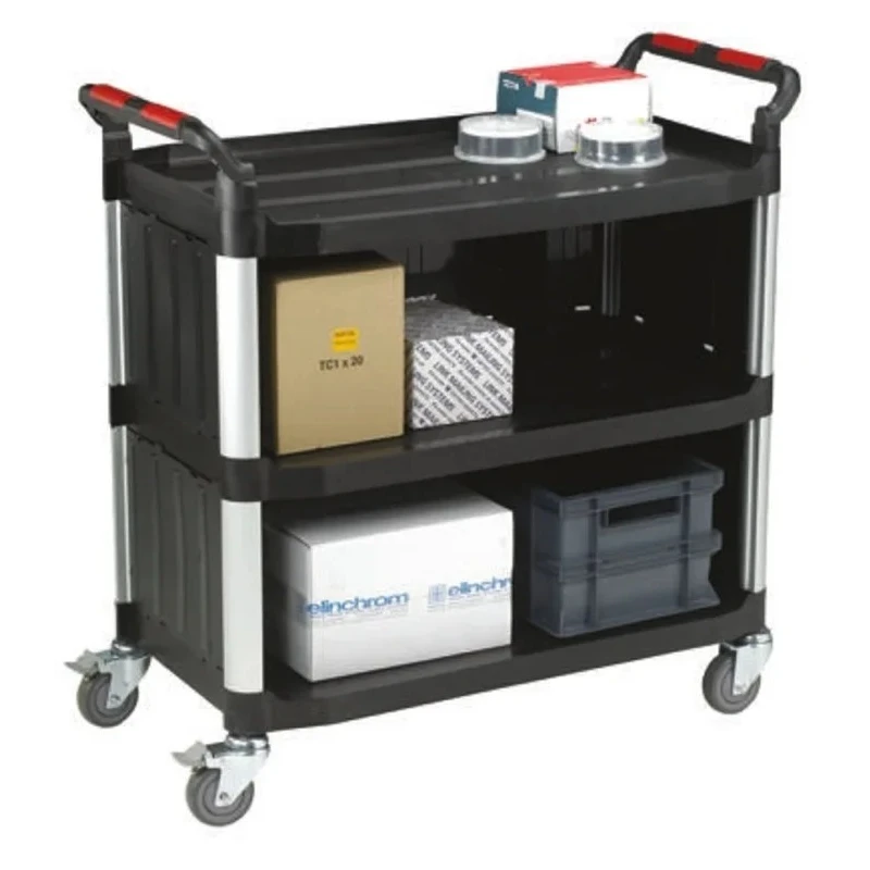 RS PRO 3 Shelf Aluminium Rubber Trolley 866 mm Platform Length 500 mm Width 200 kg Load Capacity Model 669-3771