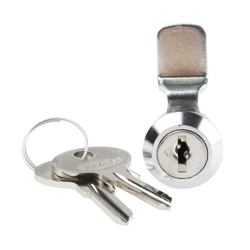 RS PRO Chrome Die Cast Zinc Cabinet Lock 20 mm Panel-to-Tongue, Panel Cutout 17.2 x 14.2 mm, Key Unlock 146-1807